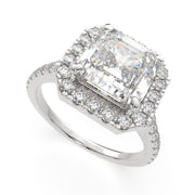 4.4 Carat VS1 D Lab Grown Diamond Halo Pave Emerald Ring